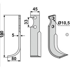 Lama zappa motocoltivatore motozappa fresa 350-141 350-140 GOLDONI dx sx 190mm | NewgardenParts.com