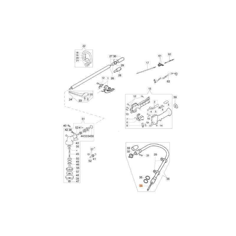 Albero flessibile decespugliatore modelli OM43BP ORIGINALE EMAK 62040046R