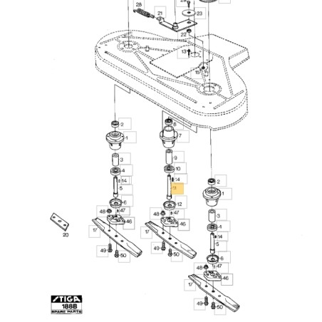 Albero lama ORIGINALE STIGA trattorino tagliaerba PARK 100B - 110S 1134-0397-02 | NewgardenParts.com