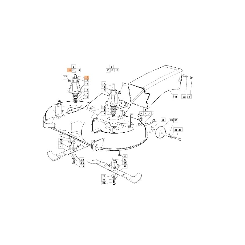 Albero lama trattorino tagliaerba modelli GLX22-102 ORIGINALE EMAK G125020833E0R