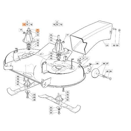 Albero lama trattorino tagliaerba modelli GLX22-102 ORIGINALE EMAK G125020833E0R | NewgardenParts.com