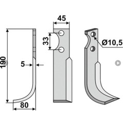 Lama zappa motocoltivatore motozappa fresa 350-141 350-140 GOLDONI dx sx 190mm | NewgardenParts.com