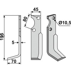 Lama zappa motocoltivatore motozappa fresa 350-149 350-148 GOLDONI dx sx 190mm | NewgardenParts.com