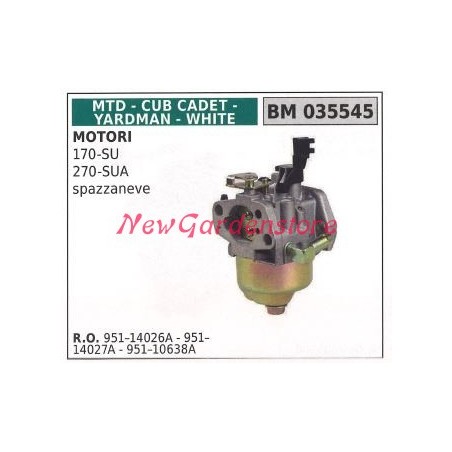 Carburatore a vaschetta MTD spazzaneve 170-SU 270-SUA 035545 | NewgardenParts.com