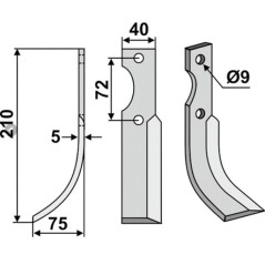 Lama zappa motocoltivatore motozappa fresa 350-162 350-163 dx sx HAKO 205mm | NewgardenParts.com