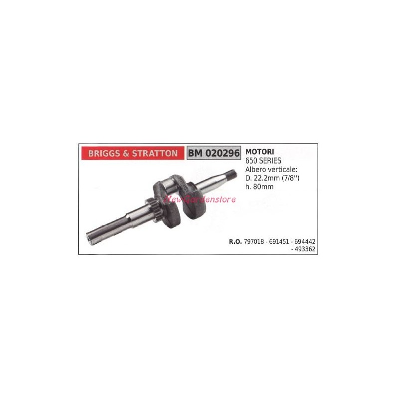 Albero motore BRIGGS&STRATTON motore tagliaerba rasaerba tosaerba 650 020296