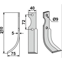 Lama zappa motocoltivatore motozappa fresa 350-162 350-163 dx sx HAKO 205mm | NewgardenParts.com