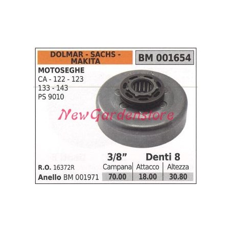 Pignone DOLMAR motore motosega CA 122 123 133 143 3/8' denti 8 001654 | NewgardenParts.com