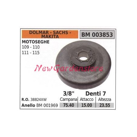 Pignone DOLMAR motore motosega 109 110 111 115 3/8' denti 7 003853 | NewgardenParts.com