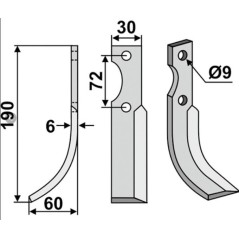 Lama zappa motocoltivatore motozappa fresa 350-164 350-165 dx sx HAKO 190mm | NewgardenParts.com