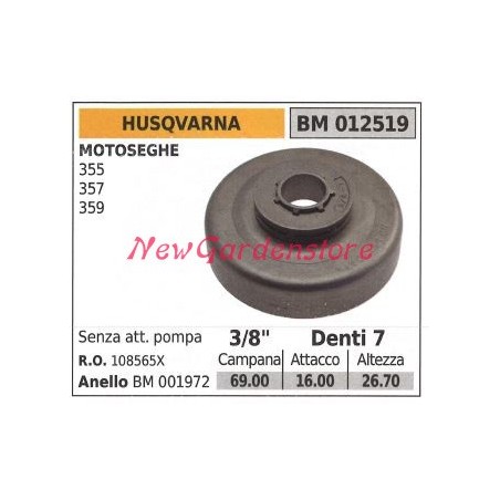 Pignone HUSQVARNA motore motosega 355 357 359 3/8' denti 7 012519 | NewgardenParts.com