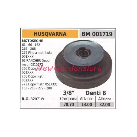 Pignone HUSQVARNA motore motosega 61 66 162 266 268 272 3/8 denti 8 001719 | NewgardenParts.com