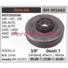 POULAN pignon moteur tronçonneuse 200 245 306 3/8' dents 7 001660