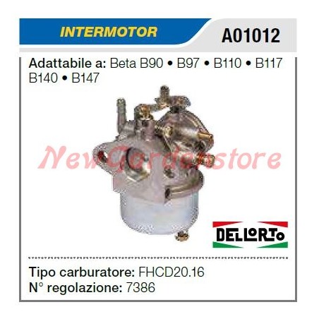 Carburatore INTERMOTOR motozappa Beta B90 B97 B110 B117 B140 B147 A01012 ACME A 220 | NewgardenParts.com