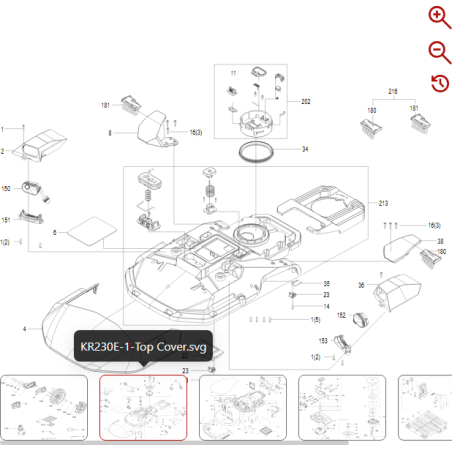 Right wheel brush 59005109 FOR ORIGINAL KRESS ROBOT | NewgardenParts.com