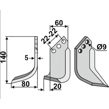 Motocultor azada cuchilla cultivador 350-174 350-175 dx sx SOPORTE