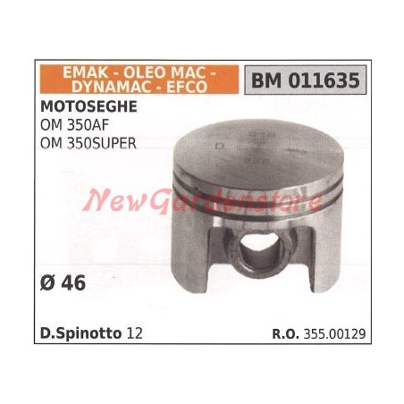 Pistone per motosega OM 350AF OM 350SUPER Ø 46 mm OLEOMAC 011635 355.00129 | NewgardenParts.com