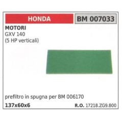 Préfiltre air 137x60x6mm HONDA générateur GXV 140 5HP vertical