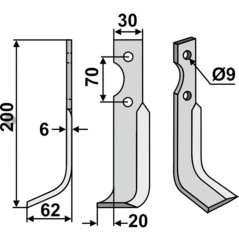 Lama zappa motocoltivatore motozappa fresa 350-185 350-184 dx sx HONDA 200mm | NewgardenParts.com