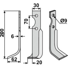 Lama zappa motocoltivatore motozappa fresa 350-185 350-184 dx sx HONDA 200mm | NewgardenParts.com