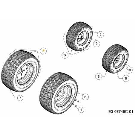 WHEEL CPL. 23X10.5X12 634-05162 ORIGINAL MTD | NewgardenParts.com