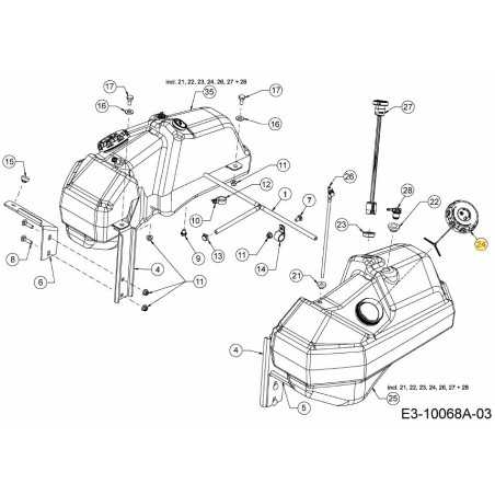 TAPPO DEL SERBATOIO DEL CARBURANTE 751-15243 ORIGINALE MTD | NewgardenParts.com