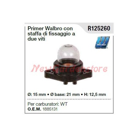 Primer WALBRO per carburatore WT tagliaerba rasaerba tosaerba R125260 | NewgardenParts.com