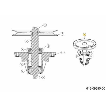 Spindelblatt mit Riemenscheibe 618-09395 Original MTD | NewgardenParts.com