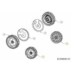 Conjunto de rueda: 7x2: BB: Z 634-06705 ORIGINAL MTD
