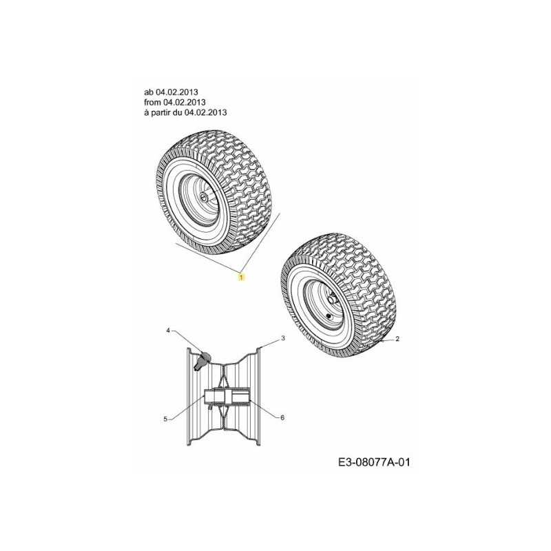 ROUE COMPLÈTE 15x6x6 634-05067-G ORIGINALE MTD
