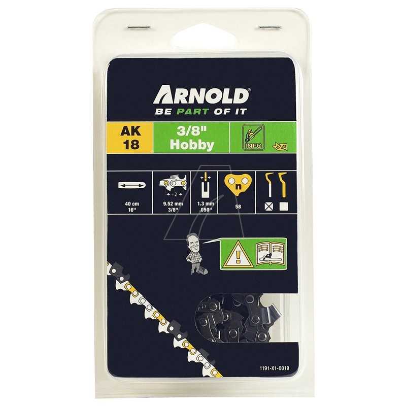 3/8" Low Profile Chainsaw Chain, 1.3mm, 58 Links, Safety Link, Chisel Edge