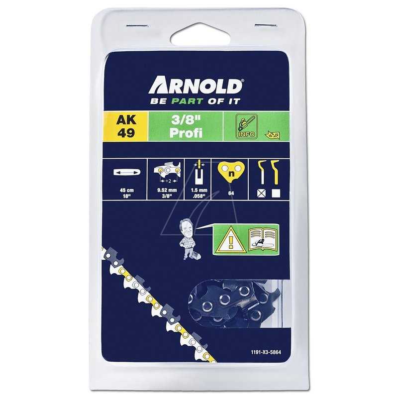 Chaîne de tronçonneuse 3/8" 1,5 mm, 64 maillons avec maillon de sécurité, demi-carré