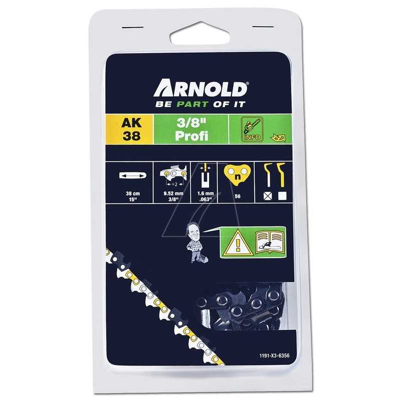 Chaîne de tronçonneuse 3/8" 1,6 mm 56 maillons avec maillon de sécurité, demi-carré
