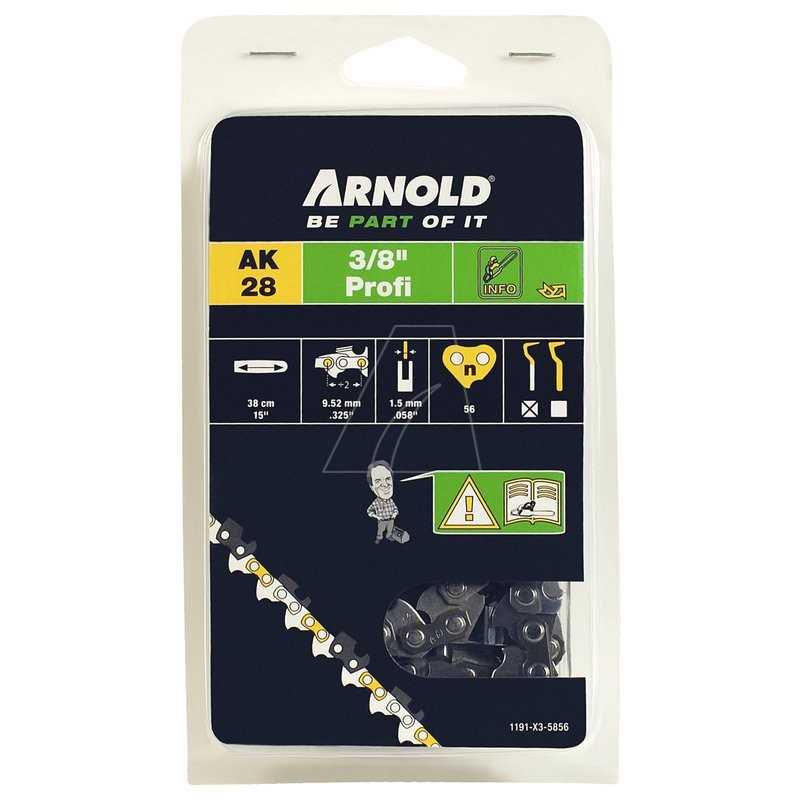 Chaîne de tronçonneuse 3/8" 1,5 mm, 56 maillons, avec maillon de sécurité, demi-carré