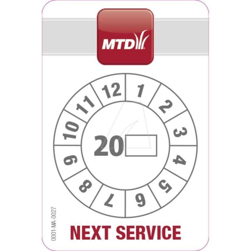 "MTD"-Serviceaufkleber