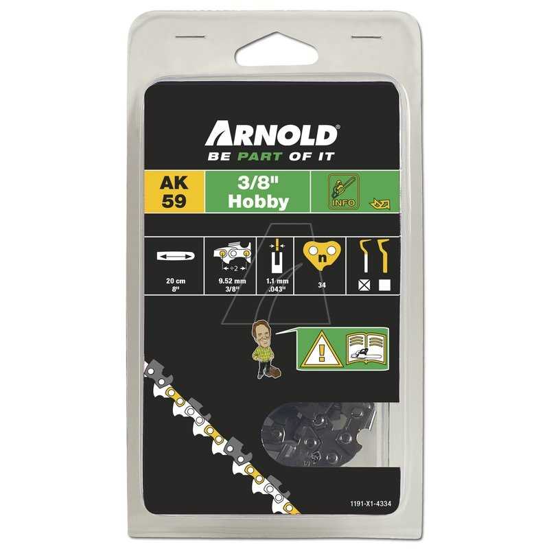 Cadena para motosierra de perfil bajo de 3/8", 1,1 mm, 34 eslabones, con eslabón de seguridad, borde cincelado