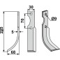 Cuchilla motoazada cultivador 350-187 350-186 dx sx HONDA 225mm