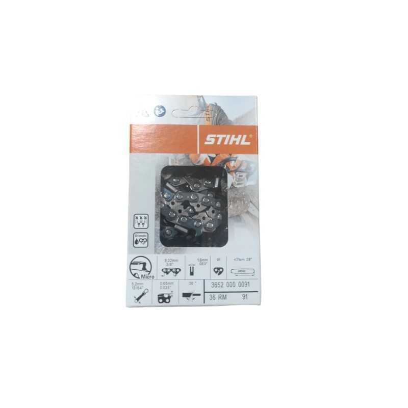 STIHL 3/8" pitch chainsaw chain, 1.6mm thick, 91 links, original part number 36520000091