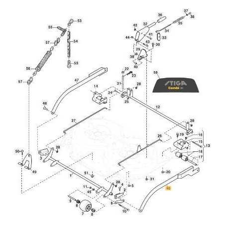 BRAS DE LEVAGE DE PLAQUE GAUCHE. CD 95 VNGA ORIGINAL STIGA - 387106273/0 | NewgardenParts.com