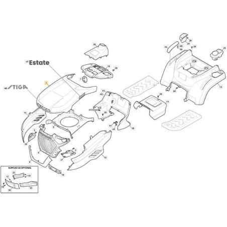 ST MP/SD BAT.BONNET YELLOW+BLACK PP ORIGINAL STIGA - 382076985/0 | NewgardenParts.com