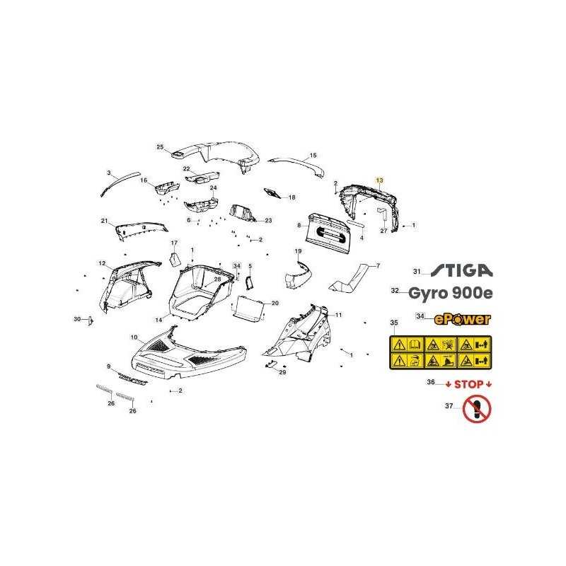 TAPA TRASERA GYRO 900 ORIGINAL STIGA - 387111517/0