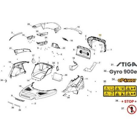 COPERTURA POSTERIORE GYRO 900 ORIGINALE STIGA - 387111517/0 | NewgardenParts.com