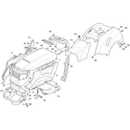 RIGHT BONNET SIDE SIDE JX-TCX ORIGINAL STIGA ATTACHMENT - 382394653/1 | NewgardenParts.com