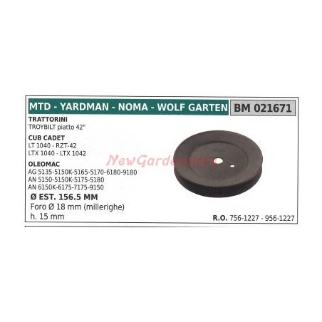 Puleggia per trattorino rasaerba tagliaerba troybilt piatto da 42' MTD 021671 | NewgardenParts.com