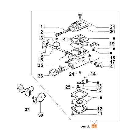 Carburatore WT-705A motosega modelli 932C ORIGINALE EMAK 2318633R | NewgardenParts.com