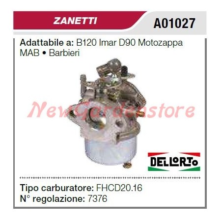 Carburatore ZANETTI motozappa B120 imar D90 A01027 | NewgardenParts.com