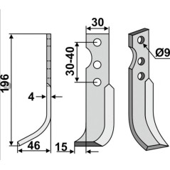 Lama zappa motocoltivatore motozappa fresa 350-212 350-211 SOLO dx sx 196mm | NewgardenParts.com