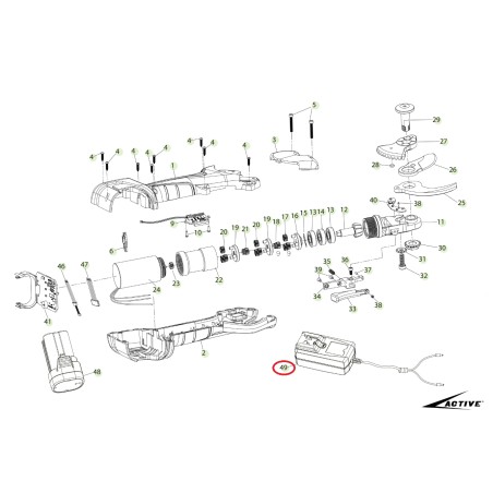 Carica batteria ORIGINALE ACTIVE forbice modello tigercut 32 027008 | NewgardenParts.com