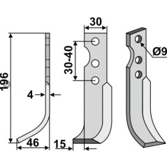 Lama zappa motocoltivatore motozappa fresa 350-212 350-211 SOLO dx sx 196mm | NewgardenParts.com