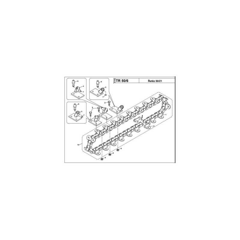 Chaîne 41 dents avec support à pointes TR50/6 8041050 d'origine Laski (réf. 002516)